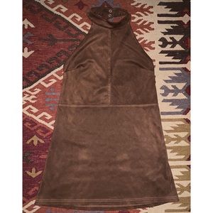 Halter Neck Suede Dress